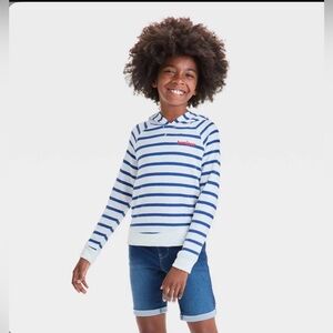Cat & Jack Girl Navy and White Striped Sweater.